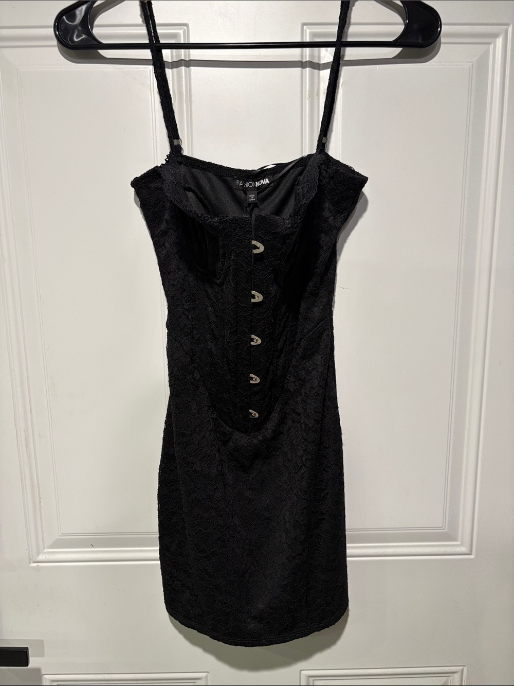 Fashion Nova Black Lace Button-Front Mini Dress
